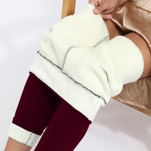 Image of Women Pants Warm Winter Thick Velvet Legging High Waist Black Leggings Compression Thick Lamb Wool Pants Cold Resistant Pants
