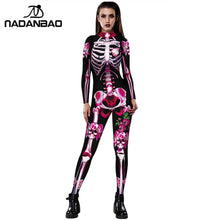 Image of Full body pink sugar skull skeleton jumpsuit