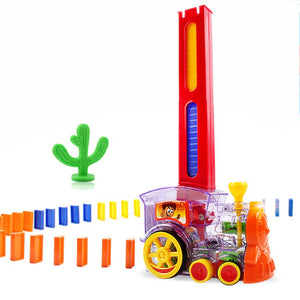 Automatic domino brick laying toy train
