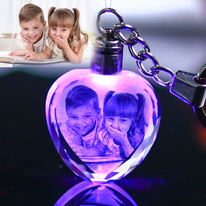 LASER ENGRAVED CRYSTAL GLASS KEY CHAIN