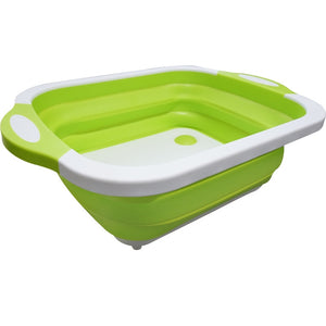 Collapsible Dish Tub&Cutting Board With Draining Plug